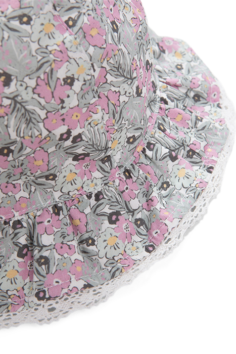 BABY GIRLS’ KHAKI HAT WITH LITTLE FLOWER PRINT 4