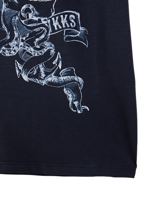 BOYS' NAVY ORGANIC COTTON T-SHIRT WITH SKULL IMAGE 3