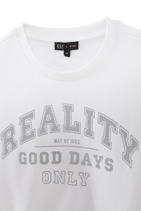 GIRLS' OFF-WHITE SWEATSHIRT WITH SILVER GLITTER SLOGAN 3