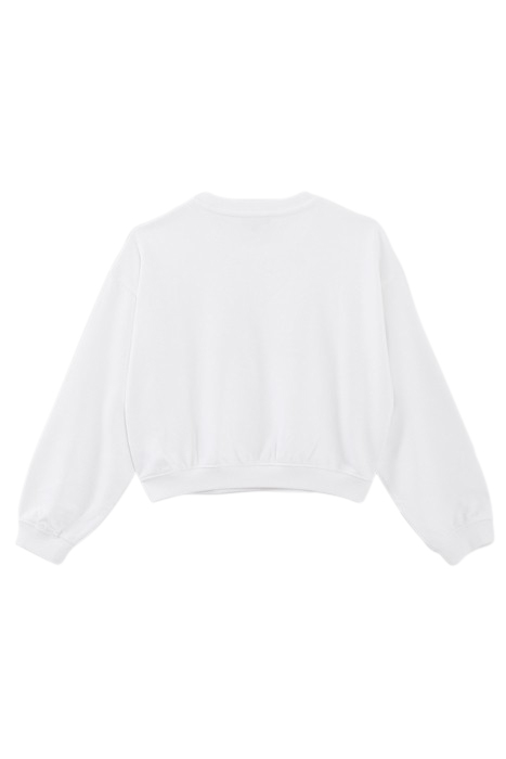GIRLS' OFF-WHITE SWEATSHIRT WITH SILVER GLITTER SLOGAN 2