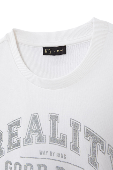 GIRLS' OFF-WHITE SWEATSHIRT WITH SILVER GLITTER SLOGAN 4