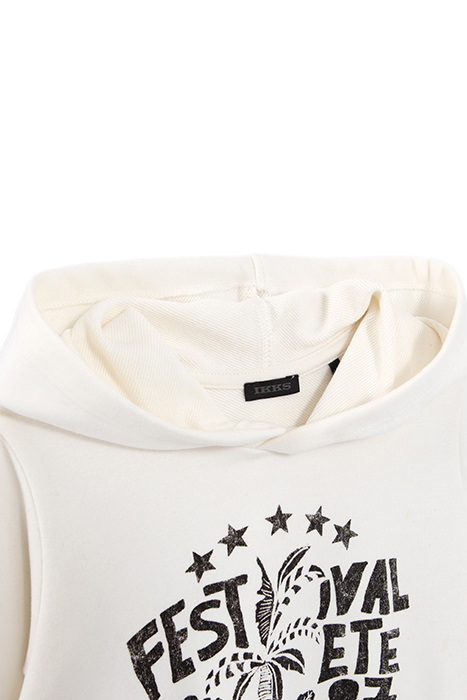 GIRLS’ ECRU HOODIE WITH ROCK DRAWINGS AND SLOGAN 3