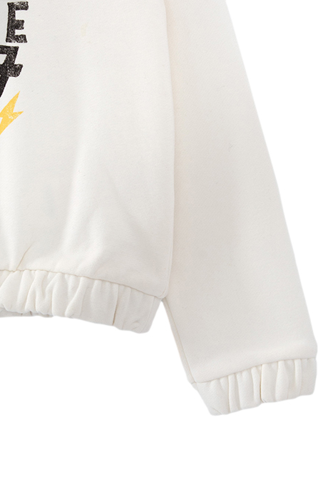 GIRLS’ ECRU HOODIE WITH ROCK DRAWINGS AND SLOGAN 4