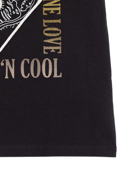 BOYS’ BLACK T-SHIRT, EMBROIDERED TIGER HEAD-GOGGLES IMAGE 4