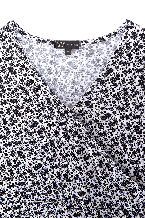 GIRLS' OFF-WHITE LONG DRESS WITH BLACK FLOWER PRINT 3