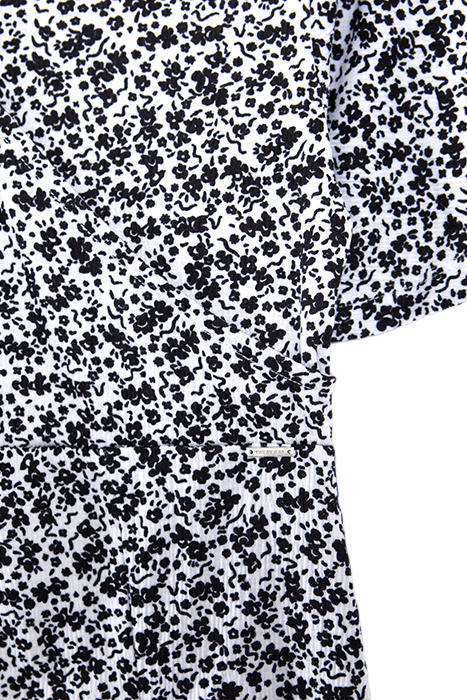 GIRLS' OFF-WHITE LONG DRESS WITH BLACK FLOWER PRINT 4