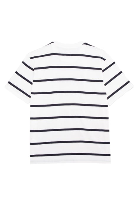 BOYS' WHITE ORGANIC COTTON T-SHIRT, STRIPED WAY LOGO IMAGE 2