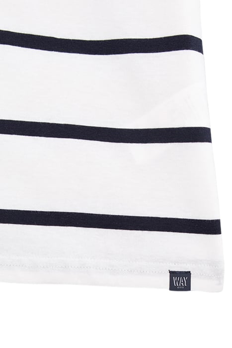 BOYS' WHITE ORGANIC COTTON T-SHIRT, STRIPED WAY LOGO IMAGE 5