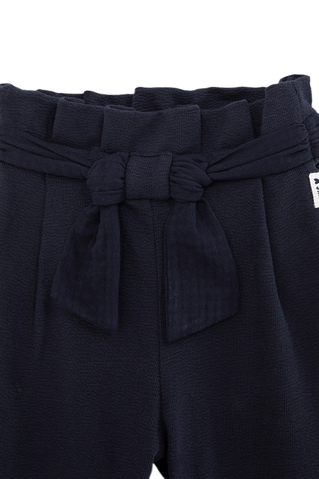 GIRLS' NAVY ORGANIC COTTON KNIT TROUSERS WITH BELT TO TIE 3