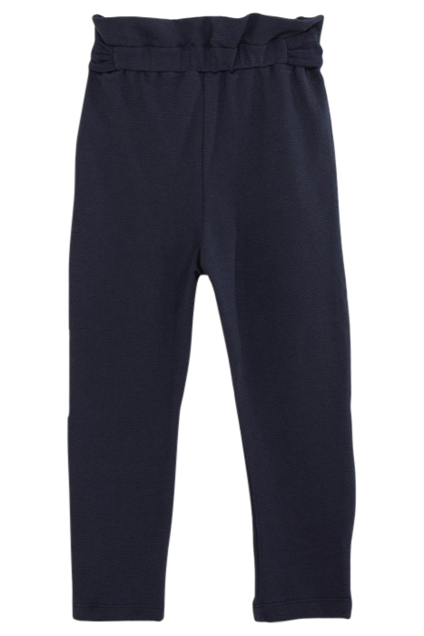 GIRLS' NAVY ORGANIC COTTON KNIT TROUSERS WITH BELT TO TIE 2