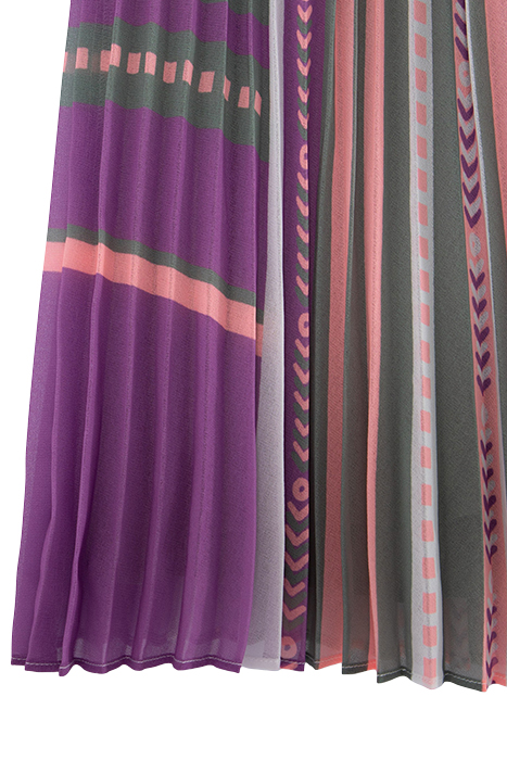 GIRLS' KHAKI PLEATED LONG SKIRT WITH ETHNIC MOTIF 5