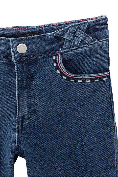 GIRLS' BLUE WATERLESS MOM JEANS, ATEBA BRACELET EMBROIDERY 3