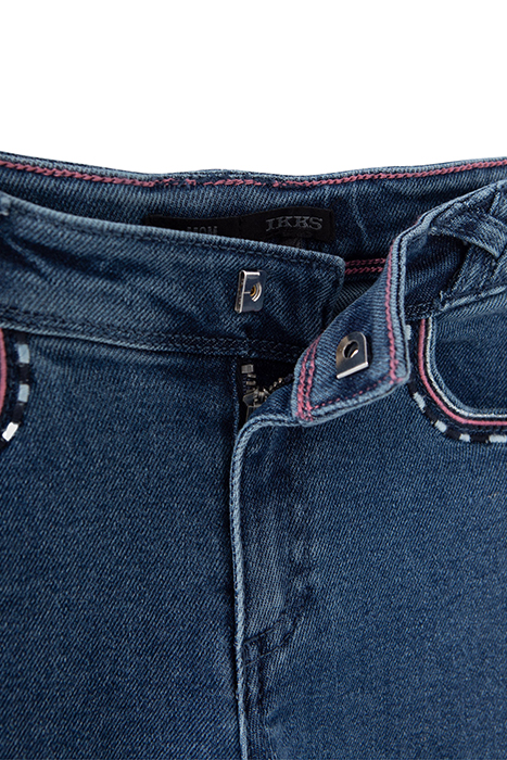 GIRLS' BLUE WATERLESS MOM JEANS, ATEBA BRACELET EMBROIDERY 4