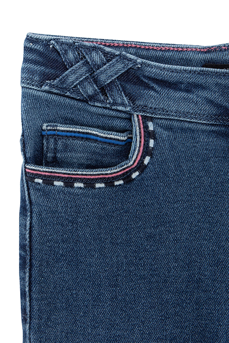 GIRLS' BLUE WATERLESS MOM JEANS, ATEBA BRACELET EMBROIDERY 5