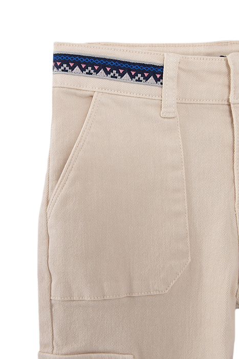 GIRLS' ECRU CARGO JEANS WITH EMBROIDERED BRAID 5