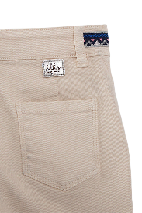 GIRLS' ECRU CARGO JEANS WITH EMBROIDERED BRAID 6