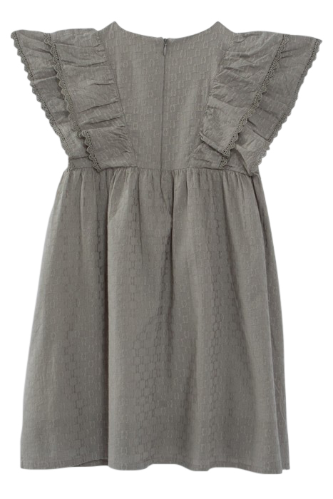 GIRLS’ KHAKI JACQUARD FABRIC DRESS WITH RUFFLED SLEEVES 2