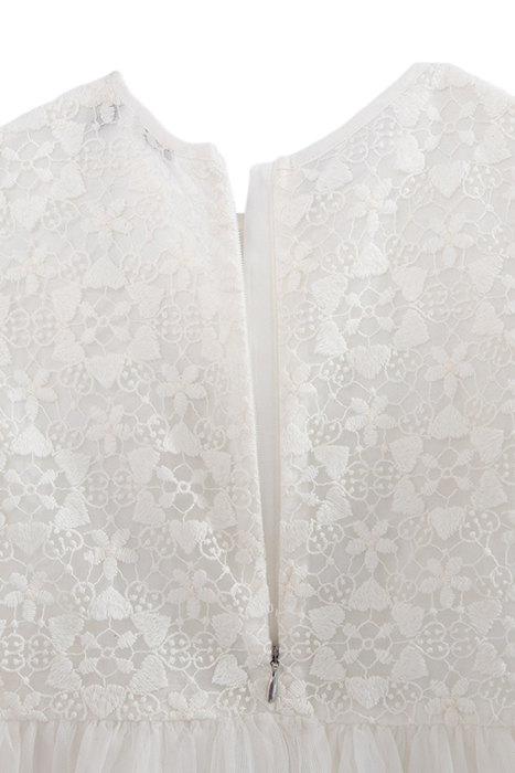 GIRLS’ WHITE MIXED-FABRIC DRESS WITH LACE AND TULLE 4