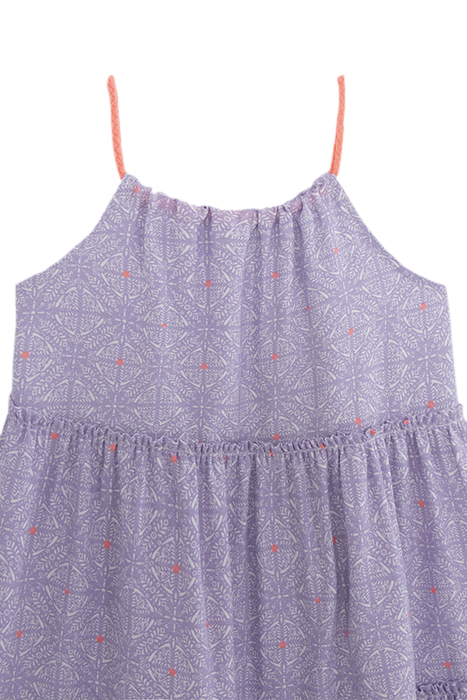 GIRLS' LILAC DRESS, CUBAN EARTHENWARE PRINT & NEON STRAPS 3