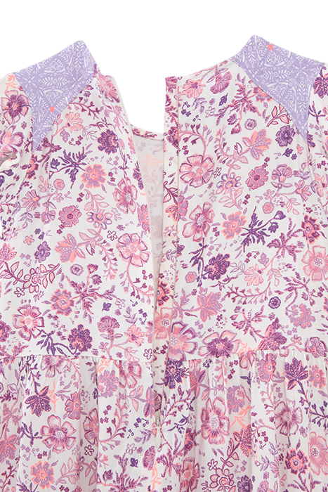 GIRLS’ OFF-WHITE LONG DRESS WITH VIOLET FLOWER PRINT 4