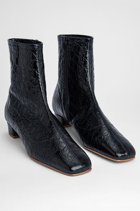 ESTE BOOT BLACK CIRCULAR CROCO EMBOSSED LEATHER BLACK 2