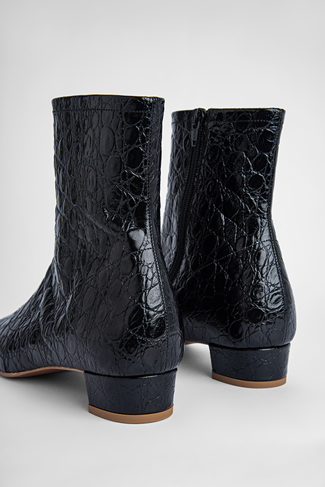 ESTE BOOT BLACK CIRCULAR CROCO EMBOSSED LEATHER BLACK 3
