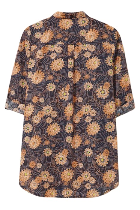 CARRIE LONGLINE SHIRT ORANGE PRINT 3