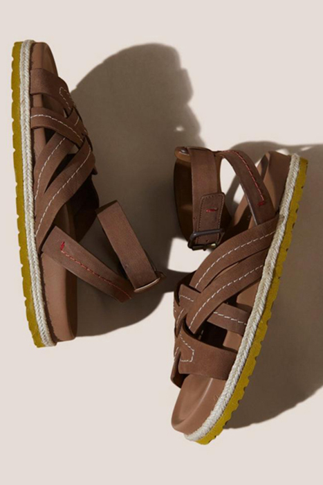 WEAVE FOOTBED SANDAL MID TAN 3