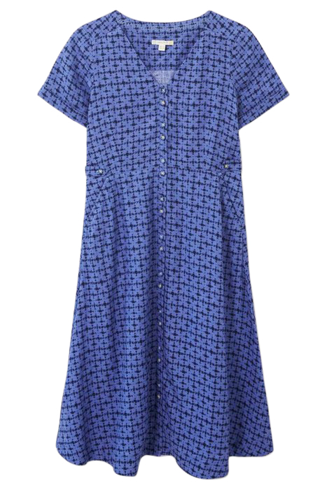 IVY LINEN MIDI DRESS BLUE MULTI 2