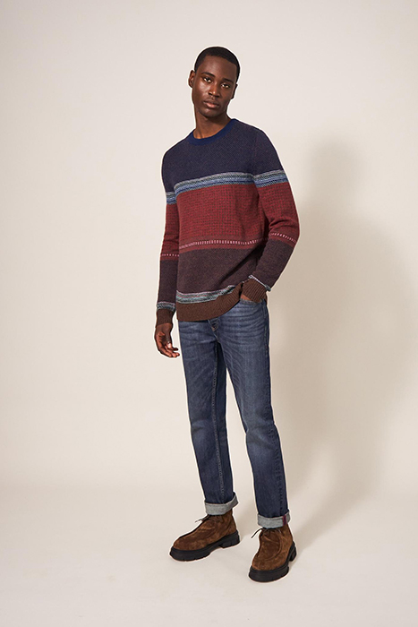 MIXED PATTERN CREW NAVY MULTI 3