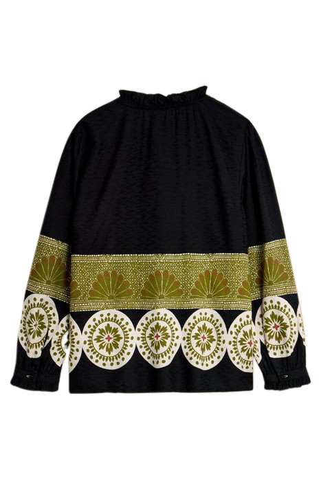 FIA FRILL NECK TOP BLACK PRINT 3