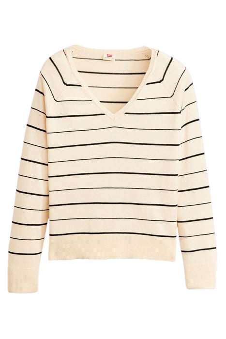 PETAL VNECK SWEATER OLYMPIC STRIPE WHITE 3