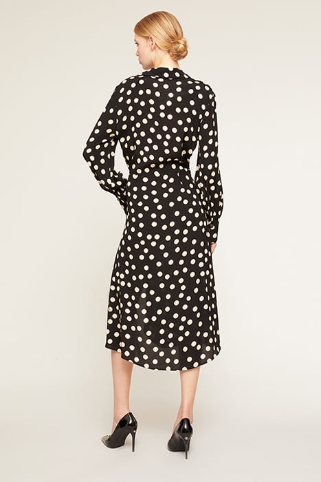 SATIN POLKA DOT MIDI DRESS BLACK 2
