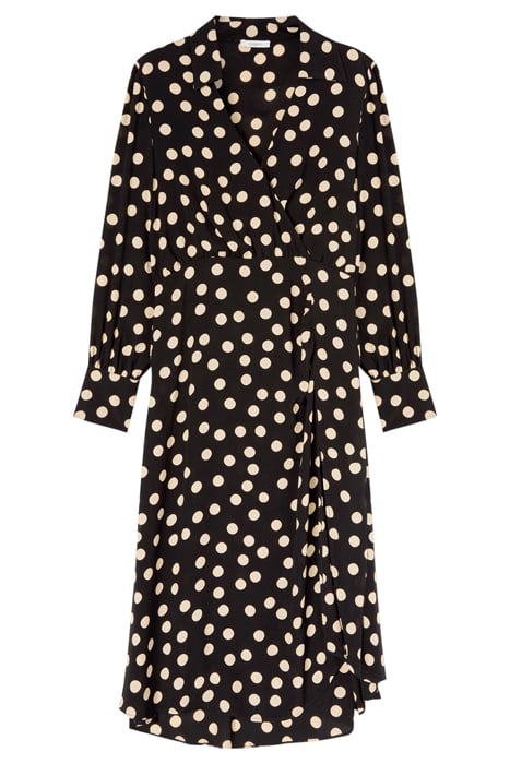SATIN POLKA DOT MIDI DRESS BLACK 3