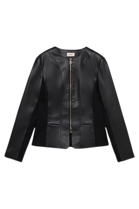 SLIM FIT WINTER JACKET IN COATED FABRIC BLACK 3