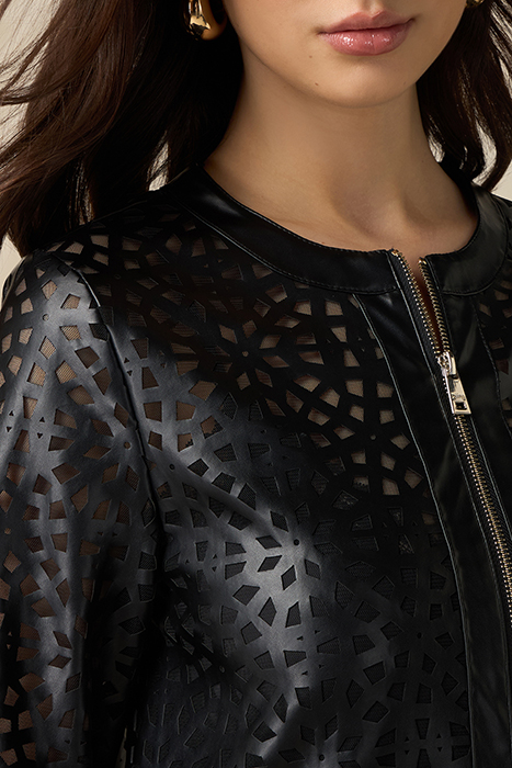 OPENWORK FABRIC PEA COAT BLACK 4