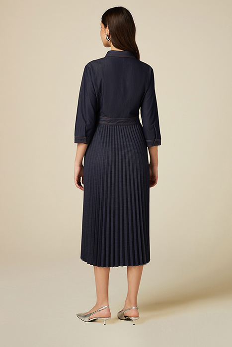 DENIM DRESS WITH PLEATED SKIRT BLUE 2