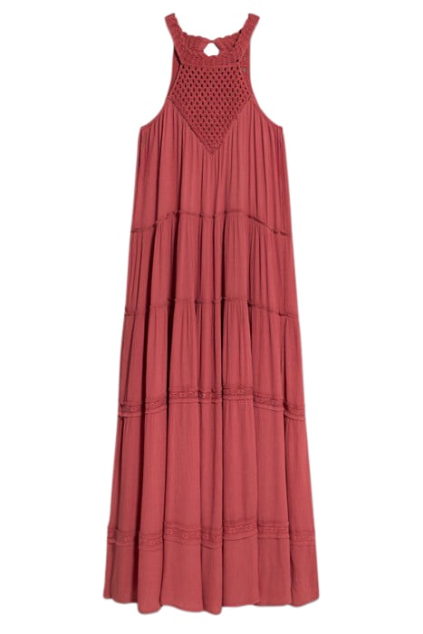 LONG DRESS WITH CROCHET PART RED 3