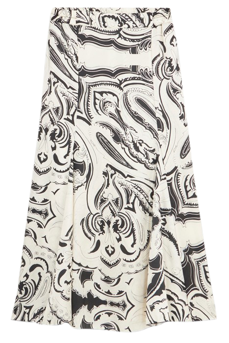 PATTERNED SATIN LONG SKIRT WHITE 4