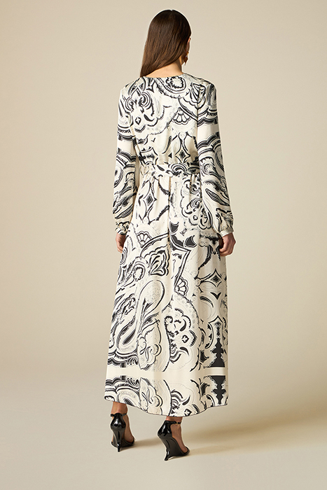 LONG PATTERNED SATIN DRESS WHITE 2