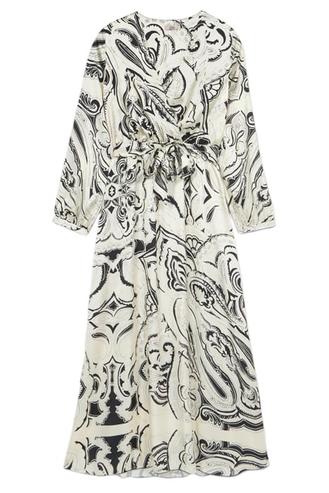 LONG PATTERNED SATIN DRESS WHITE 3