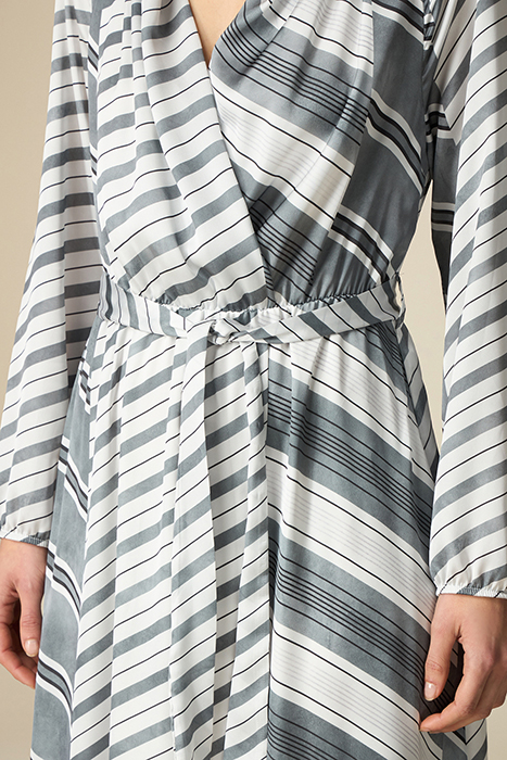 LONG PATTERNED SATIN DRESS GREY 5