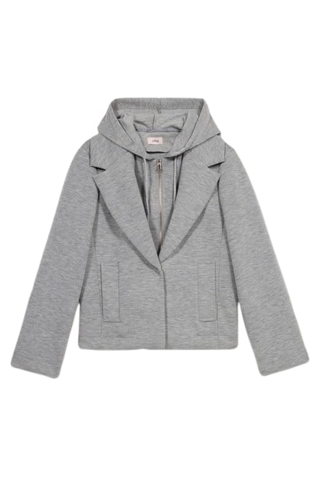 SCUBA FABRIC COAT WITH HOOD GREY 3