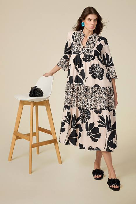 LONG COTTON DRESS WITH PATTERN NATURAL 4