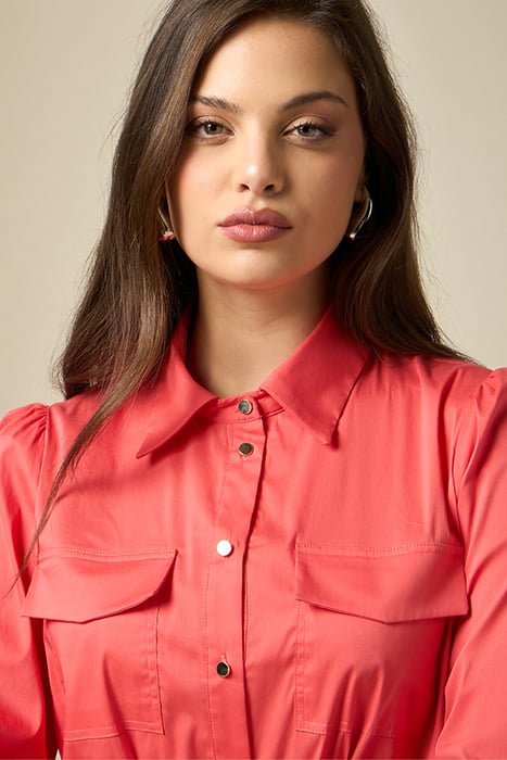 POPLIN SHORT CHEMISIER DRESS RED 4