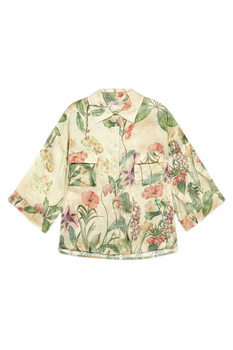 PATTERNED ECO-FRIENDLY SATIN BOXY-CUT SHIRT GREEN 3