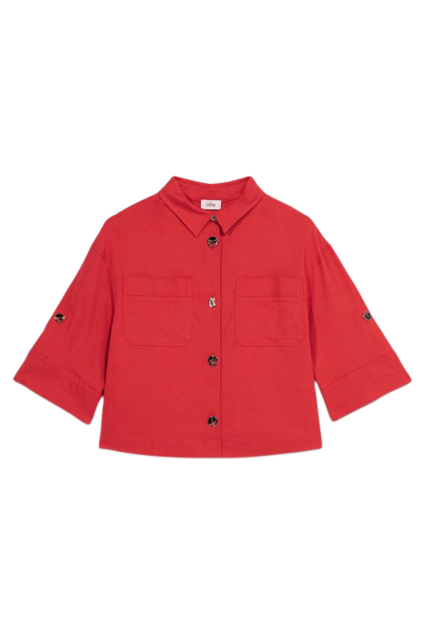 LINEN BLEND BOXY JACKET ORANGE 3