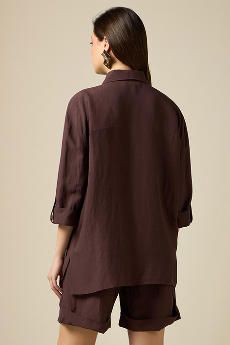 LINEN BLEND OVERSIZED SHIRT AUBERGINE 2