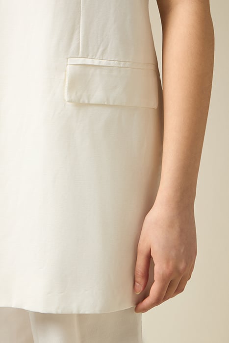 LONG LINEN BLEND WAISTCOAT WHITE 4