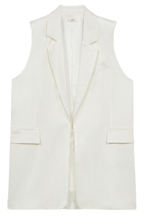 LONG LINEN BLEND WAISTCOAT WHITE 3